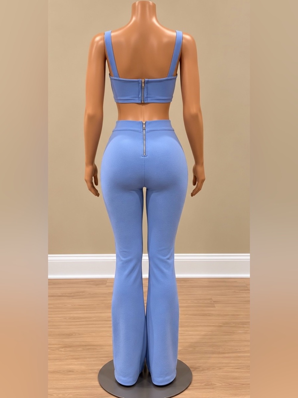 House of CB Blue bandage two piece co-ord flare pant set - Picture 2 of 2